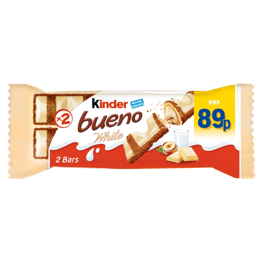 Kinder Bueno White & Hazelnuts Chocolate Bar 43g PMP 89p - 30 Count