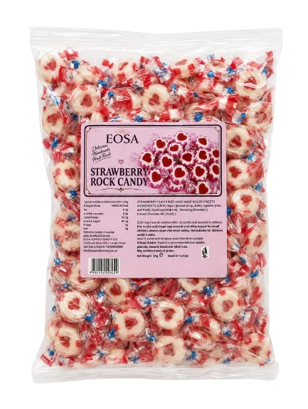 Eosa Strawberry Heart Rock Candy - 1kg