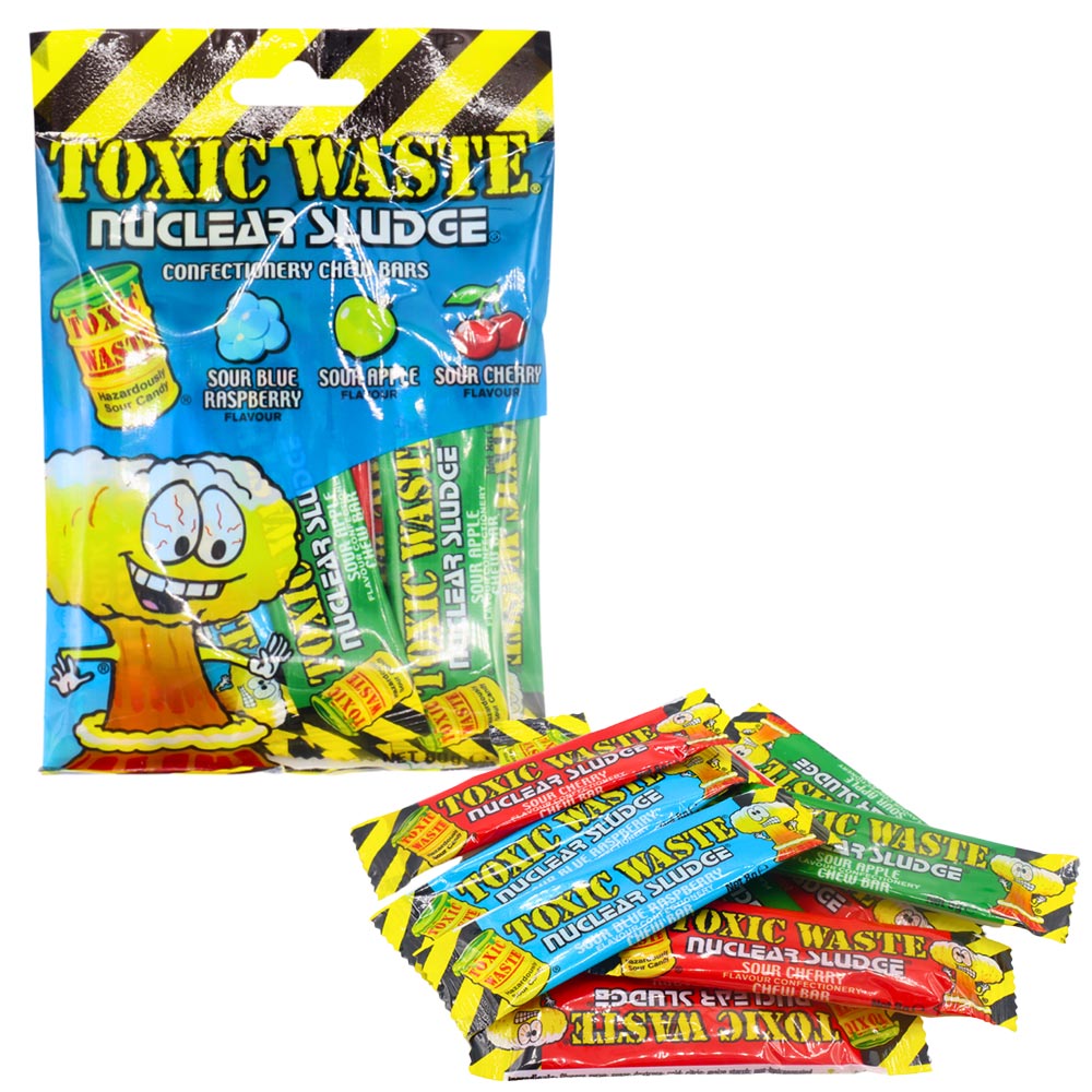 Toxic Waste Nuclear Sludge Mini Chew Bars 80g - 12 Count *BBD END 08/26*