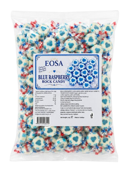 Eosa Blue Raspberry Heart Rock Candy - 1kg