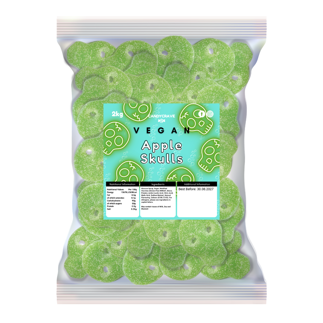 Candycrave Vegan Fizzy Apple Skulls - 2kg