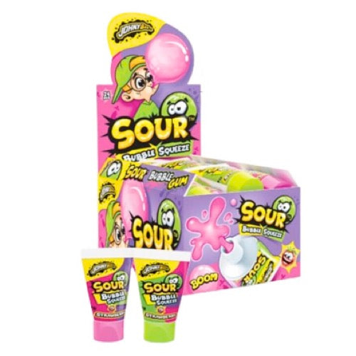 Johnny Bee Sour Candy Bubble Squeeze Bubblegum - 24 Count
