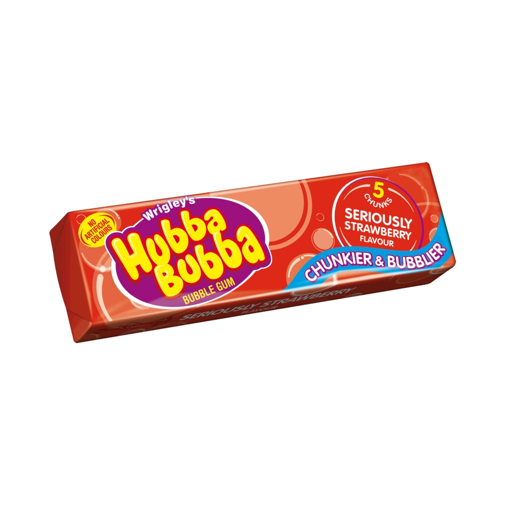 Hubba Bubba Seriously Strawberry Bubble Gum 5 Chunky Chews - 20 Count