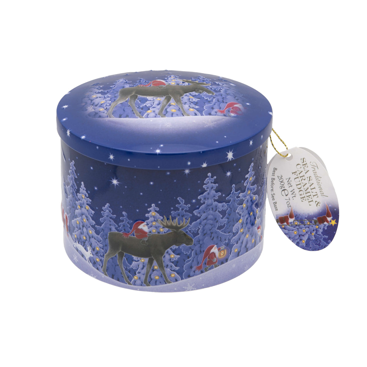Gardiners Christmas Nordic Tin Sea-Salt & Caramel Fudge Oval Tin 200g