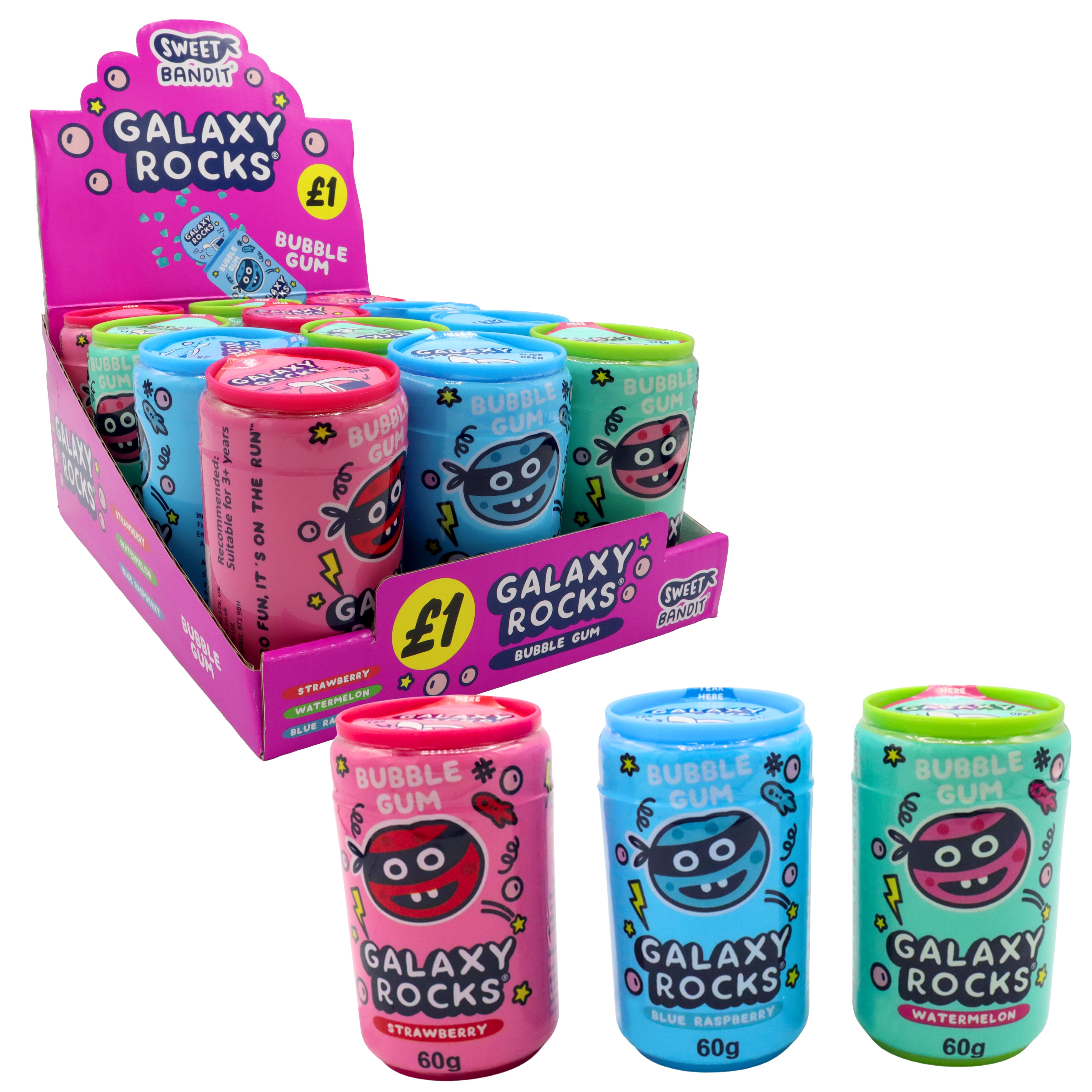 Sweet Bandit Galaxy Rocks Gum 60g - 12 Count