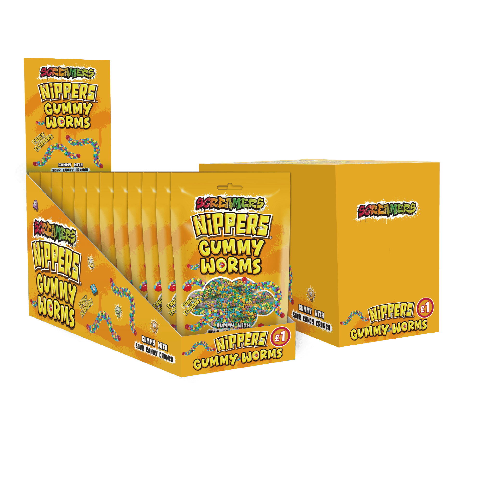 Zed Candy Screamers Nippers Gummy Worms 75g - 12 Count