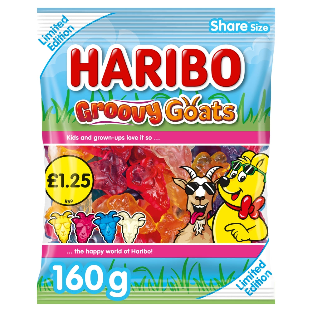 Haribo Groovy Goats PM £1.25 Share Bags 160g - 12 Count