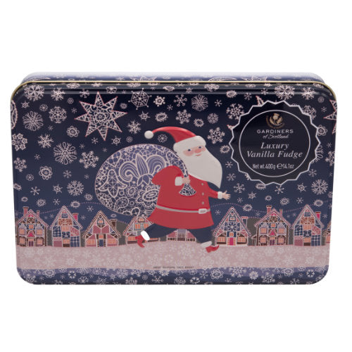 Gardiners Santa Snow Vanilla Fudge Rectangle Tin 400g
