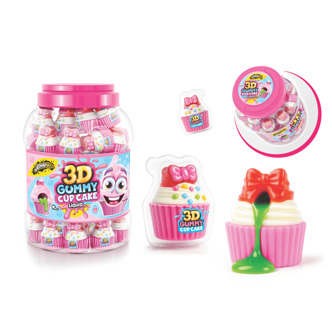 Johnny Bee 3D Gummy Cupcakes - 60 Count