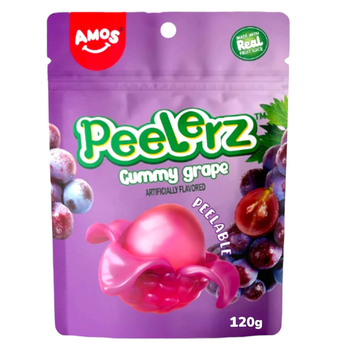 Amos Gummy Grape Peelerz 120g - 12 Count