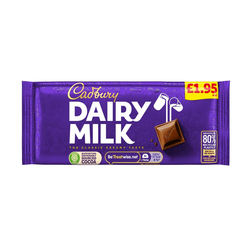 Cadbury Dairy Milk Chocolate Bar 95g PMP £1.95 - 22 Count