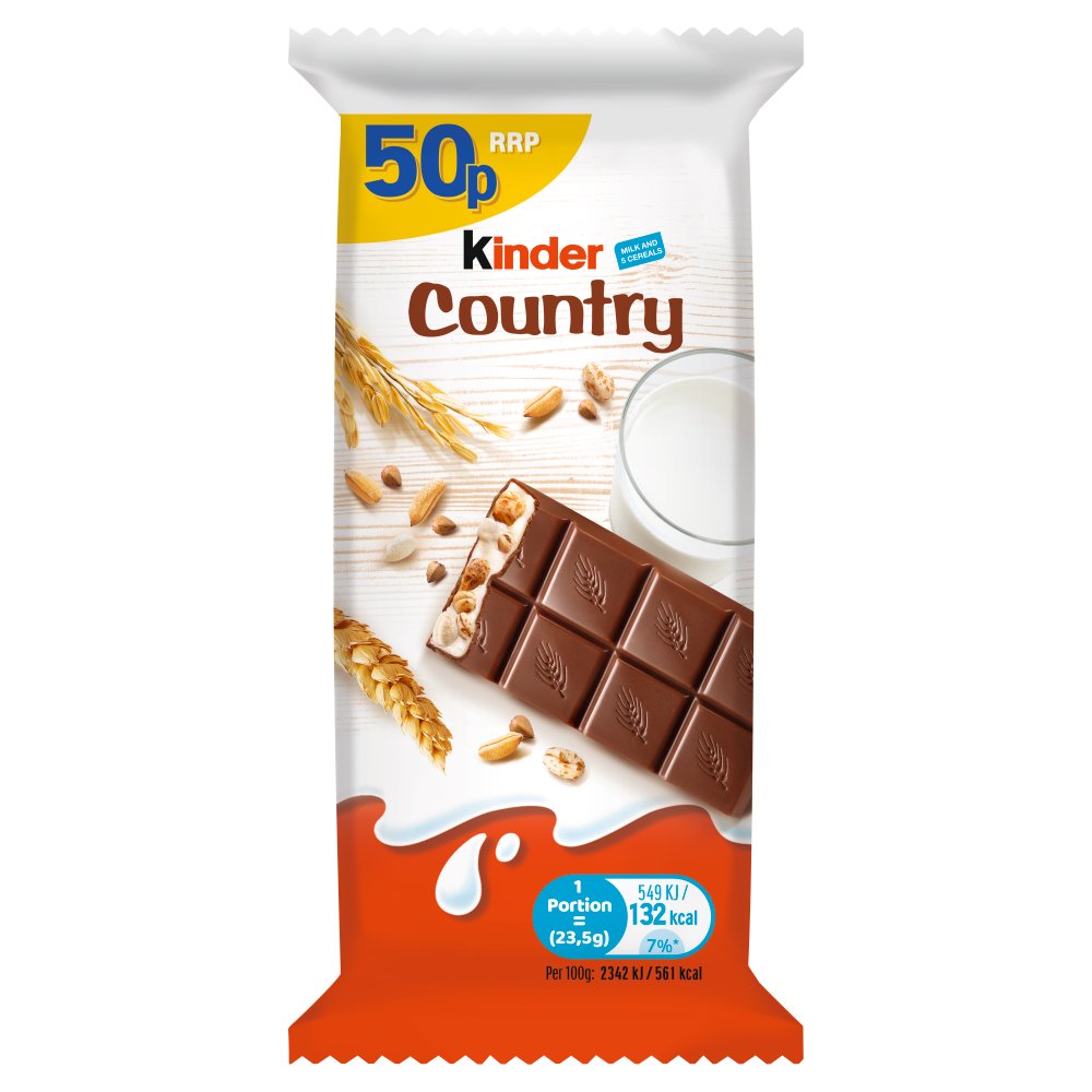 Kinder Country Bar 23.5g PMP 50p - 40 Count *BBD 20/09/26*