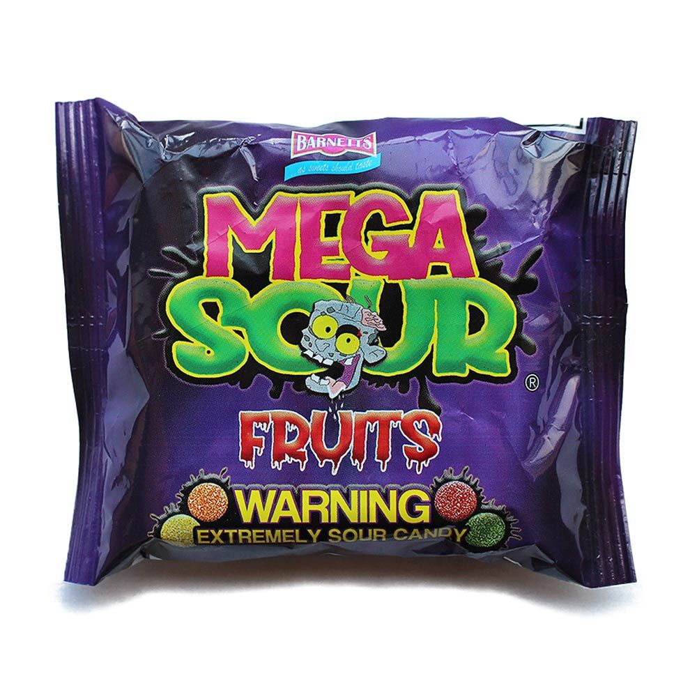 Barnett's Mega Sour Fruits Candy Bags 104g - 12 Count