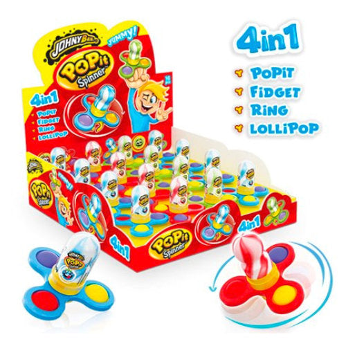 Johnny Bee Pop It Spinner Candy - 12 Count