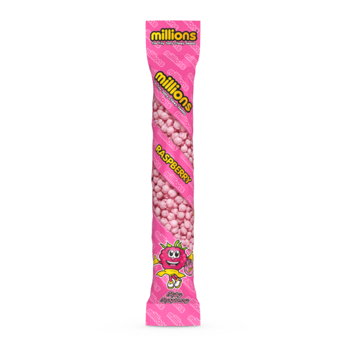 Millions Raspberry Candy Tubes - 12 Count