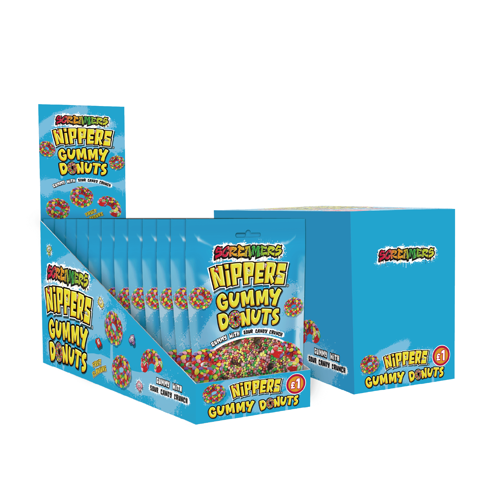 Zed Candy Screamers Nippers Gummy Donuts 75g - 12 Count