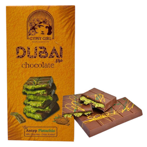 Dubai Milk Chocolate & Pistachio 200g Bars - 12 Count