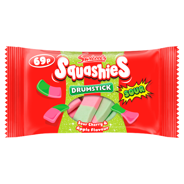 Swizzels Sour Cherry & Apple Drumstick Squashies PM 69p - 30 Count