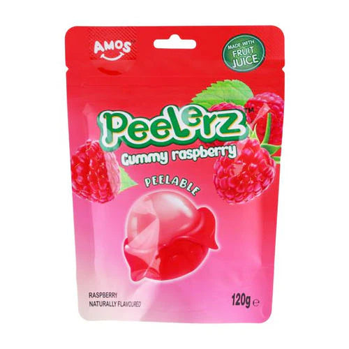 Amos Gummy Raspberry Peelerz 120g - 12 Count