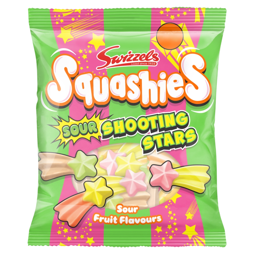 Swizzels Sour Shooting Stars Gums Squashies 100g - 12 Count