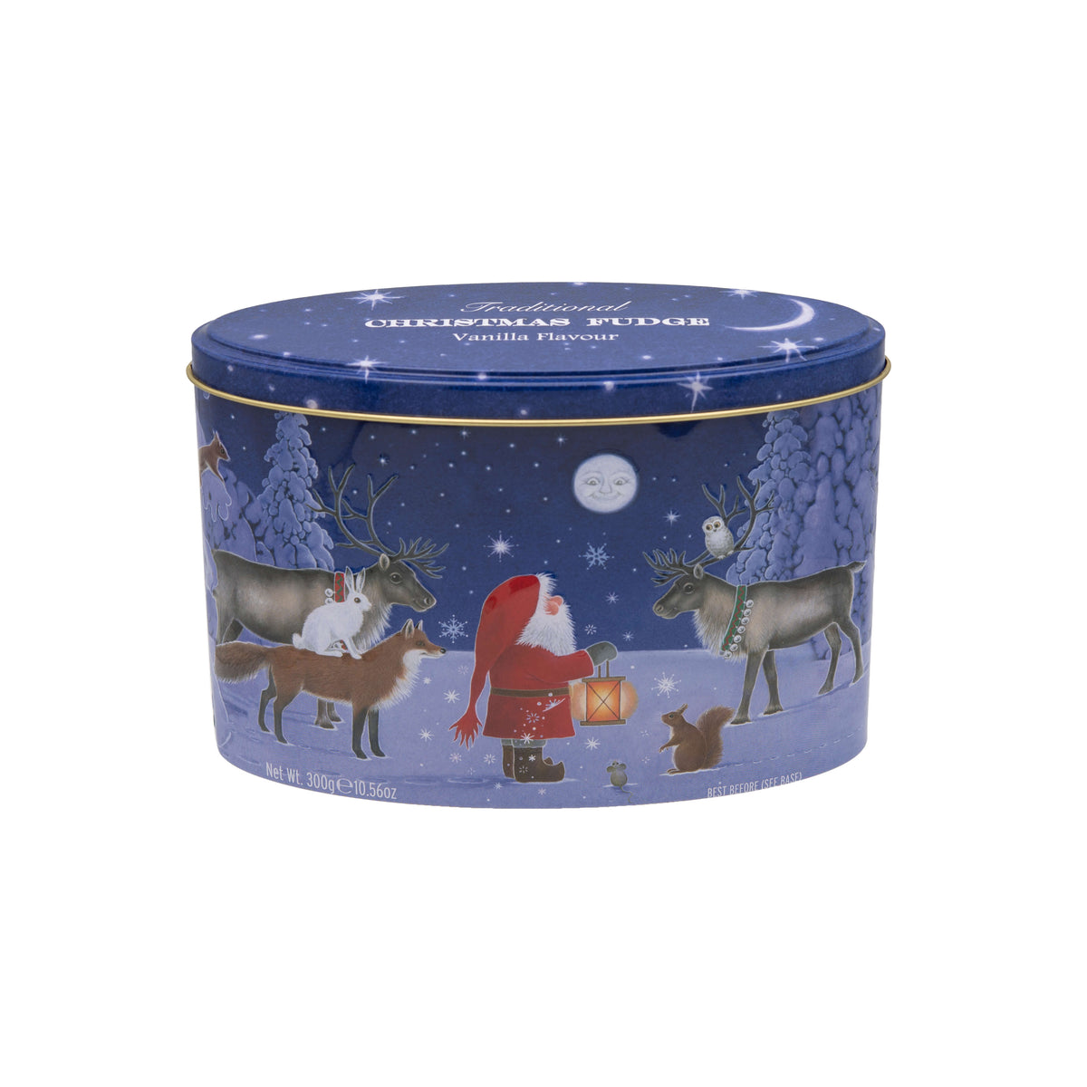 Gardiners Christmas Santa & Moon Vanilla Fudge Oval Tin 300g