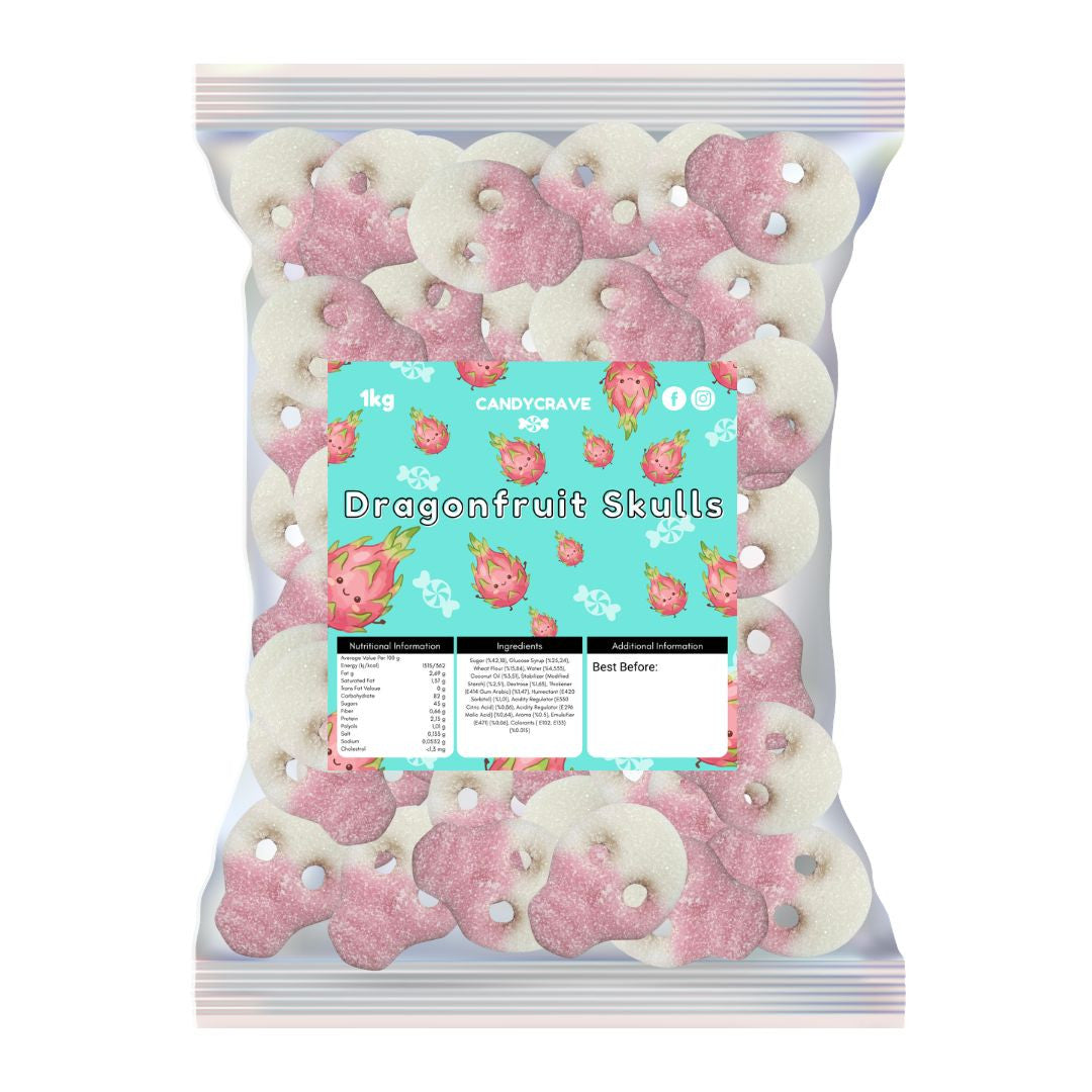 Candycrave Vegan Fizzy Dragonfruit Skulls - 2kg