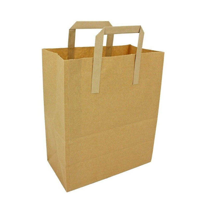 Large Pure Kraft Paper Carrier Bags - 250 Count