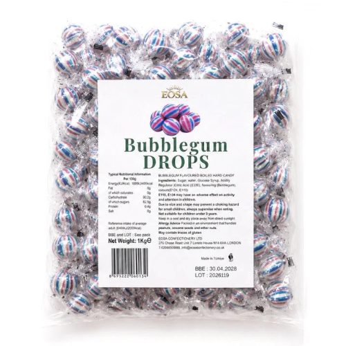 Eosa Bubblegum Drops Hard Boiled Candy - 1kg