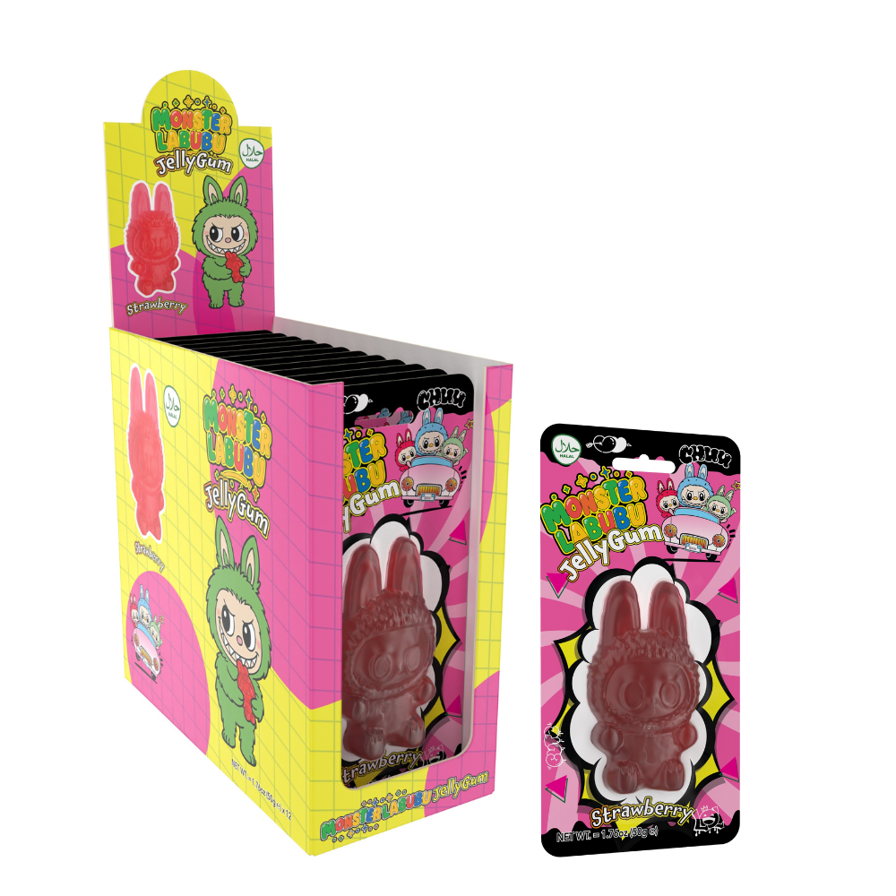 Monster Labubu Strawberry Jelly Gum 50g - 12 Count