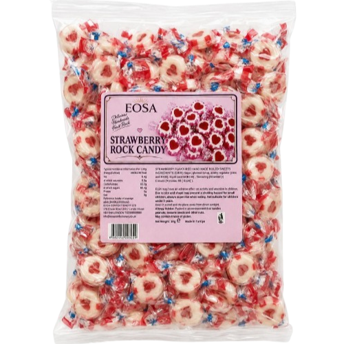 Eosa Strawberry Heart Rock Candy - 1kg