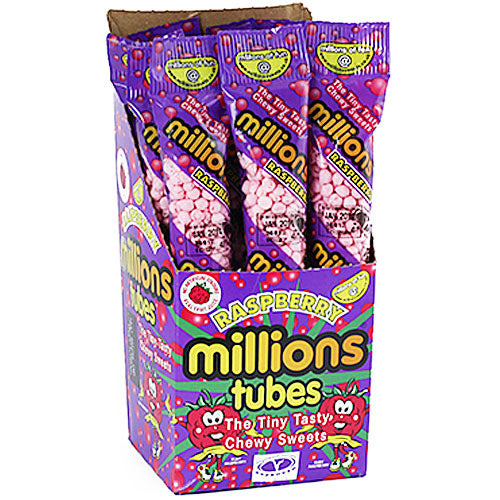 Millions Raspberry Candy Tubes - 12 Count