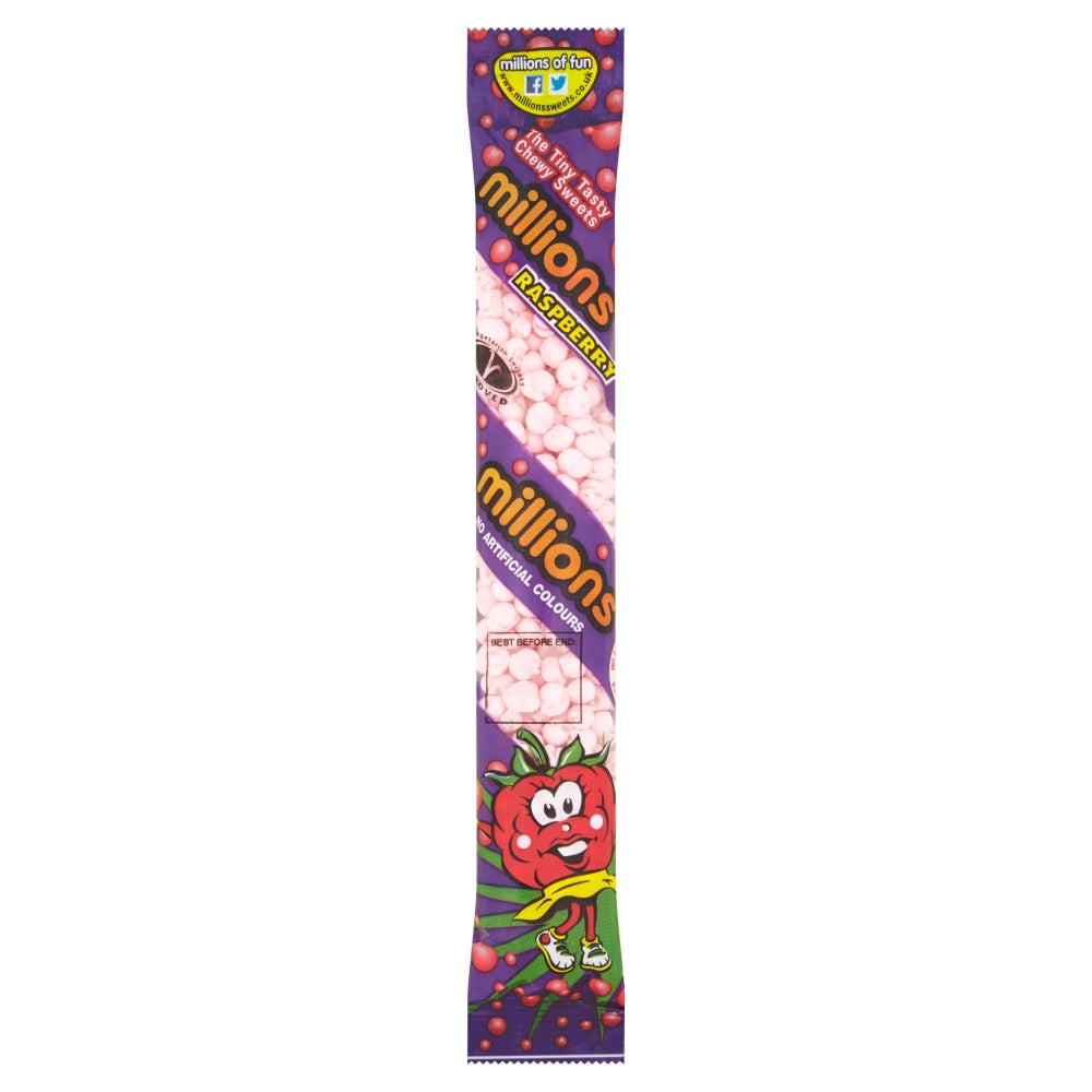 Millions Raspberry Candy Tubes - 12 Count