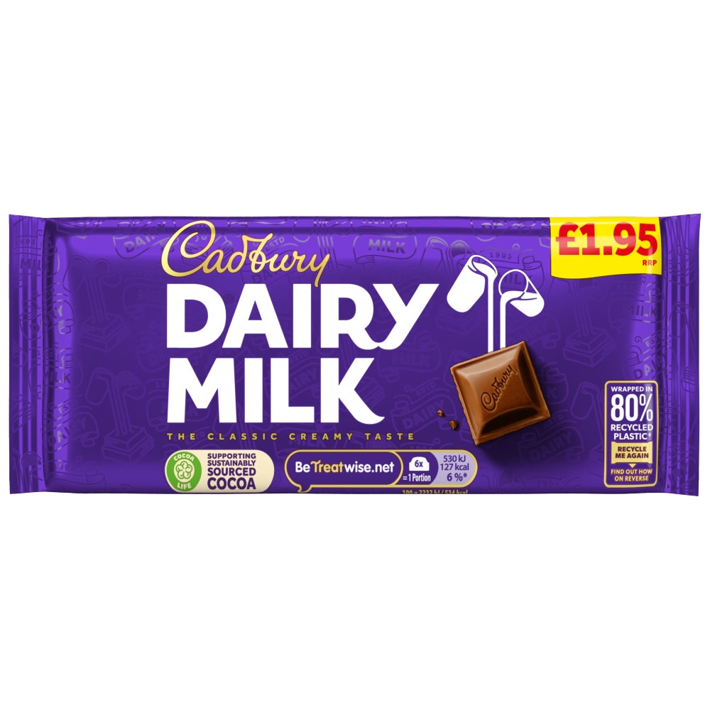 Cadbury Dairy Milk Chocolate Bar 95g PMP £1.95 - 22 Count