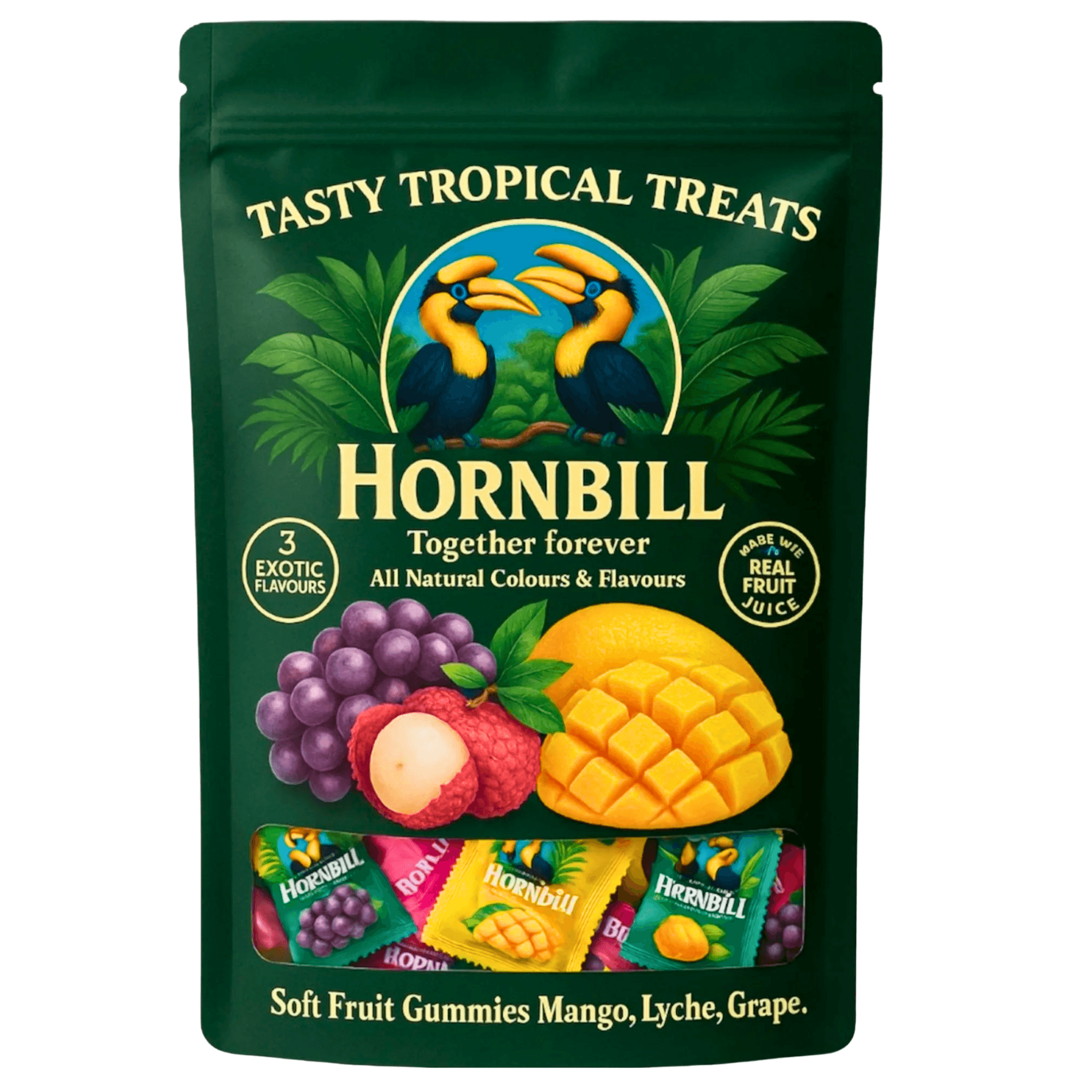 Lucky Dip Exotic Hornbill Tropical Mix Soft Gummy 100g - 12 Count