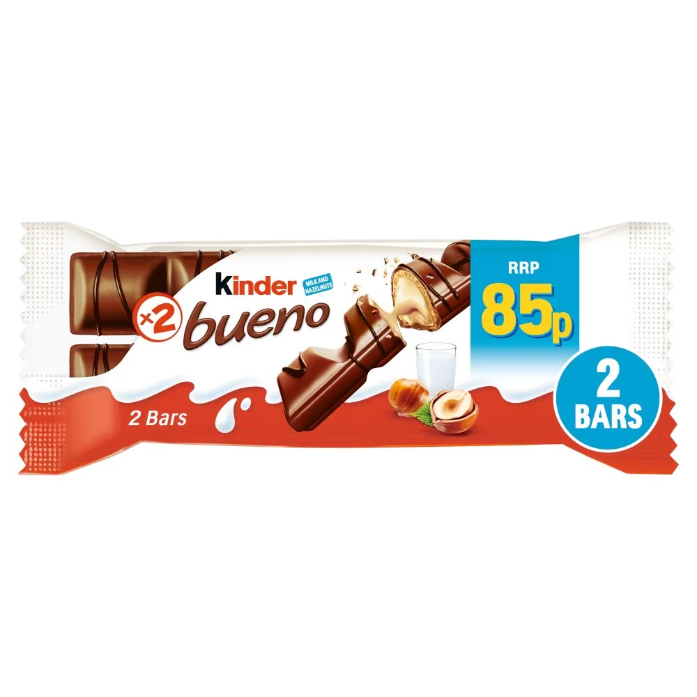 Kinder Bueno Milk & Hazelnuts Chocolate Bar 43g PMP 85p - 30 Count