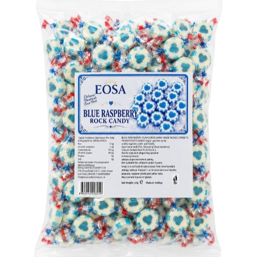Eosa Blue Raspberry Heart Rock Candy - 1kg