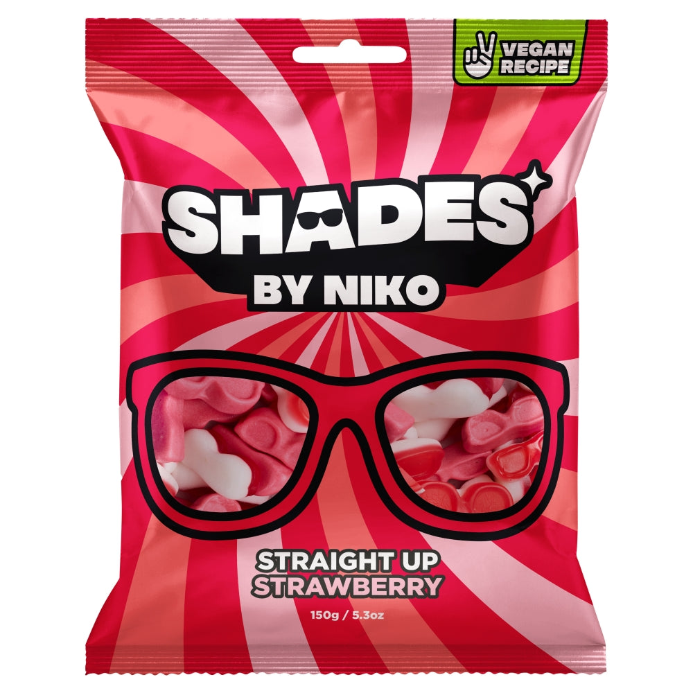 Shades by Niko Straight Up Strawberry Flavour Sweets Bag 150g - 20 Count