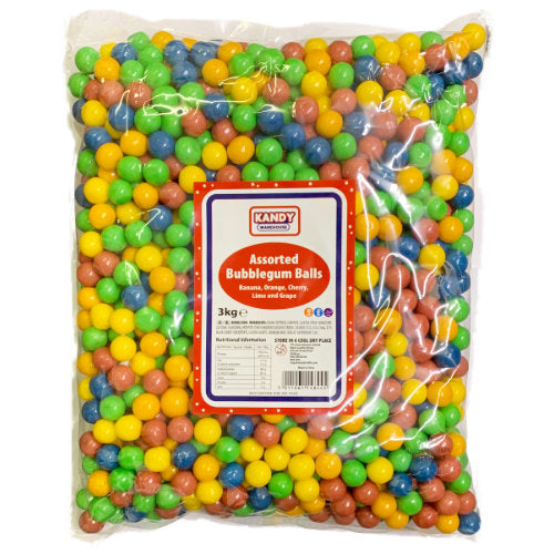 Zed Candy Assorted Bubblegum Balls (Approx. 1200 Count) - 3kg