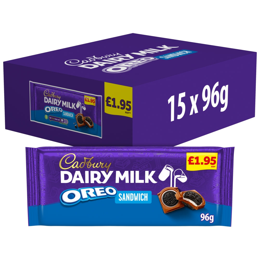 Cadbury Dairy Milk Oreo Sandwich Chocolate Bar 96g PMP £1.95 - 15 Count