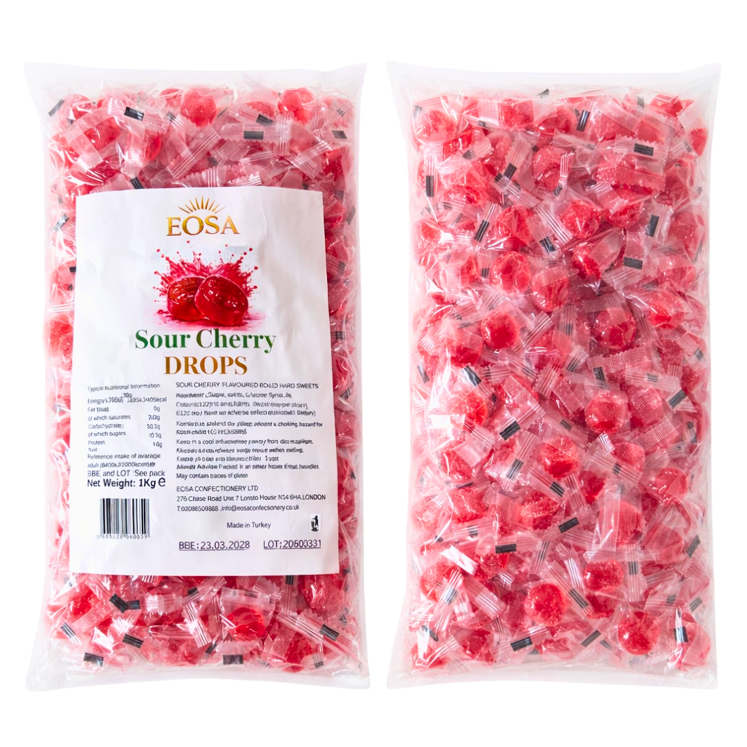Eosa Sour Cherry Drops Hard Boiled Candy - 1kg