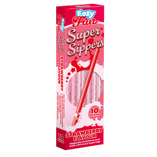 Rose Strawberry Super Sippers (10 Straws) - 12 Count