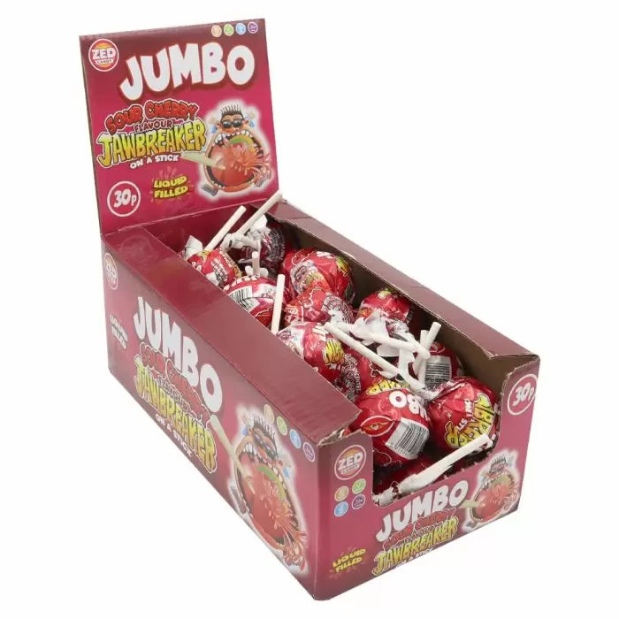 Zed Candy JUMBO Cherry Jawbreaker Pops - 40 Count