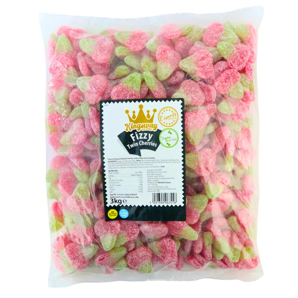Kingsway Vegan Fizzy Twin Cherries - 3kg