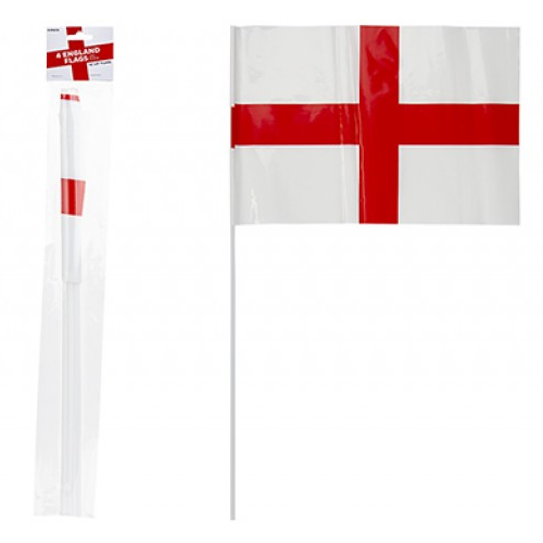 England Flag On A Stick 4 Pack 8"x12" - 24 Count