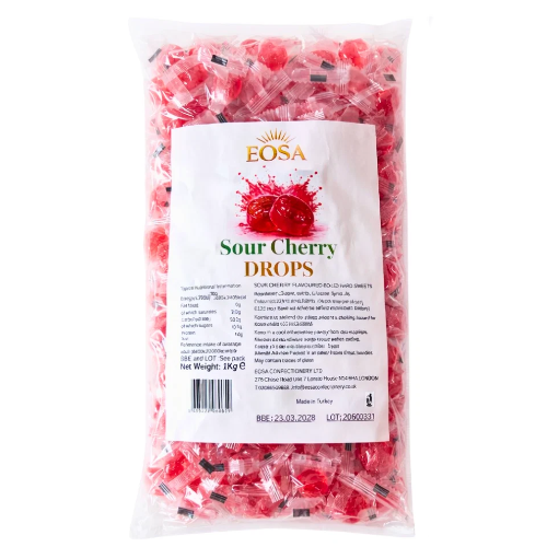 Eosa Sour Cherry Drops Hard Boiled Candy - 1kg