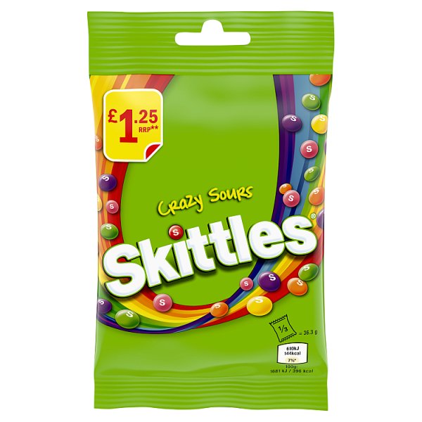 Skittles Crazy Sour 109g Bag PMP £1.35 - 14 Count