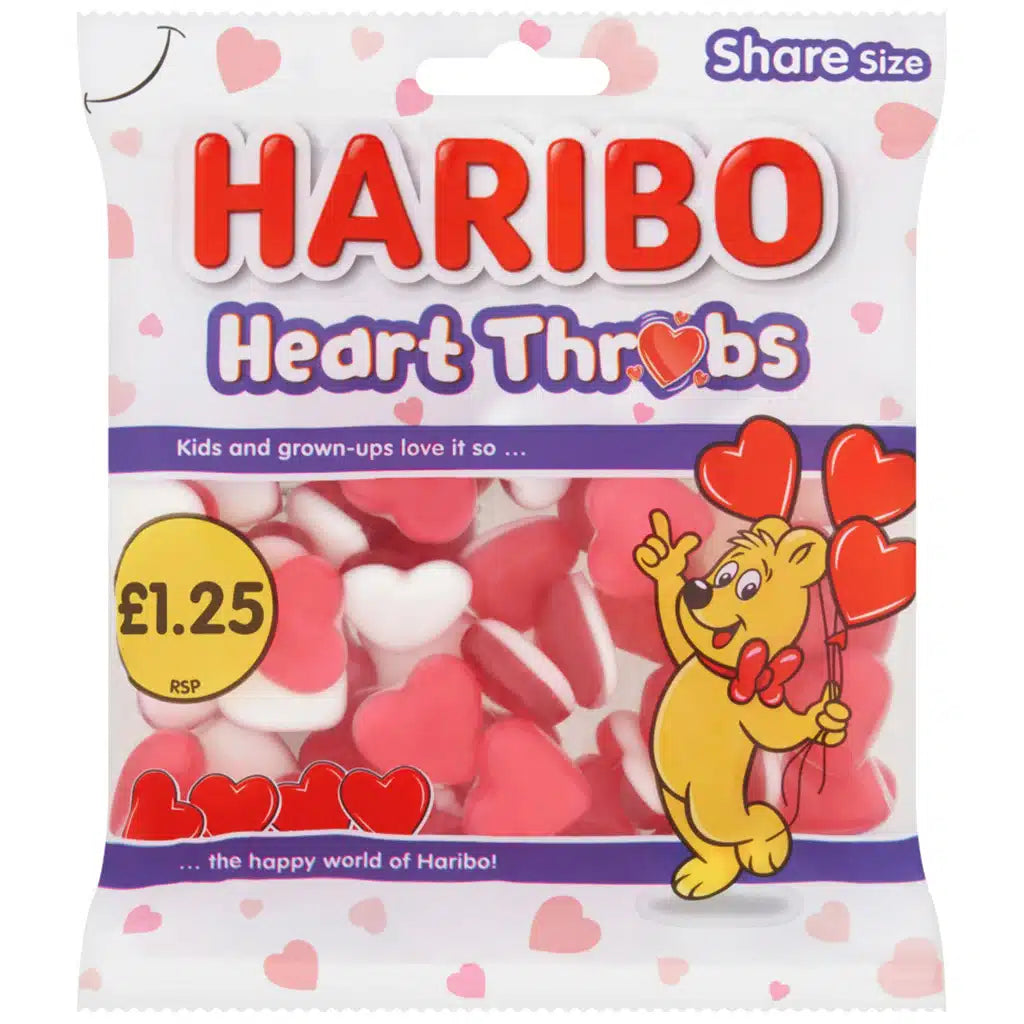 Haribo Heart Throbs PM £1.25 Share Bags - 12 x 140g