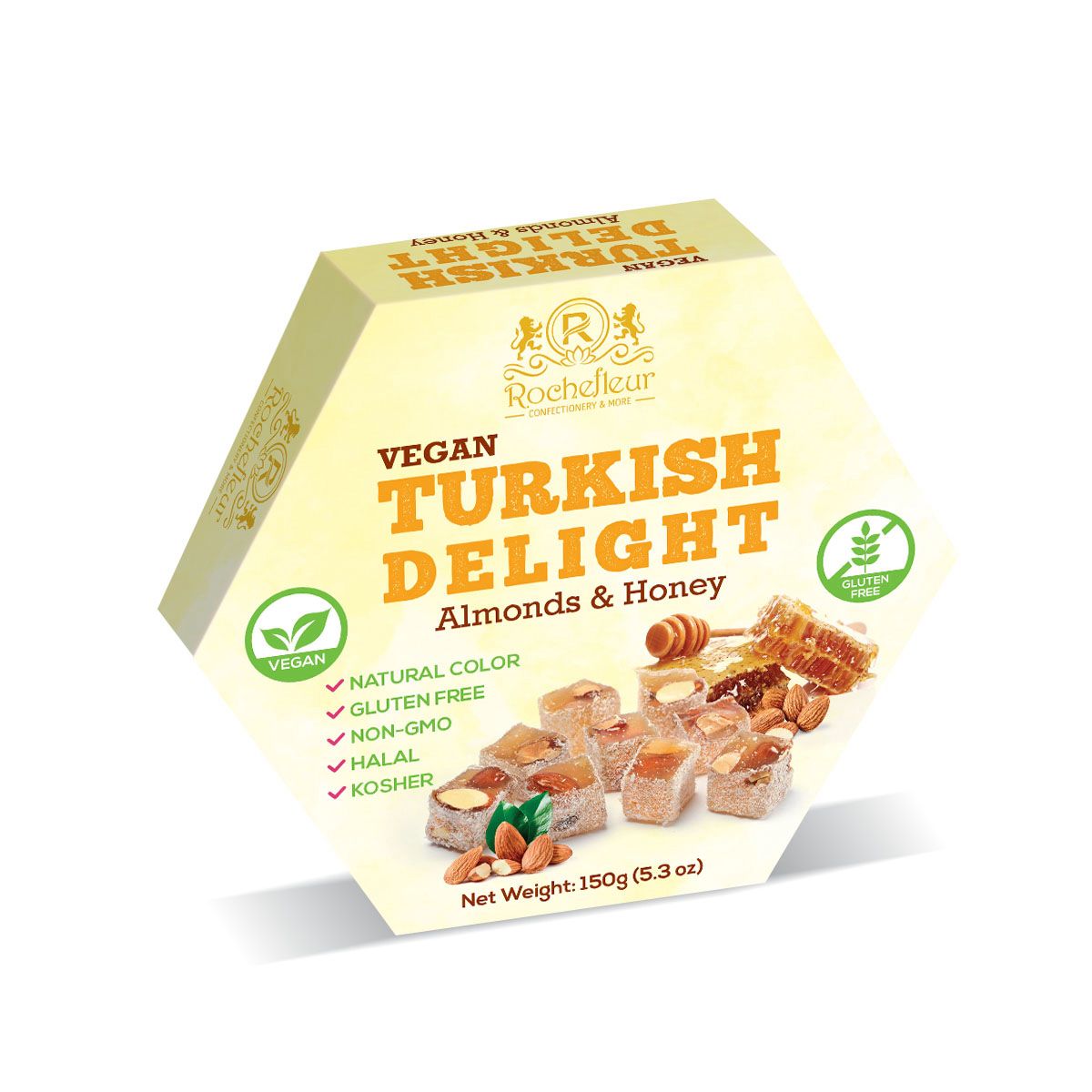 Rochefleur Almonds & Honey Turkish Delight 150g - 8 Count