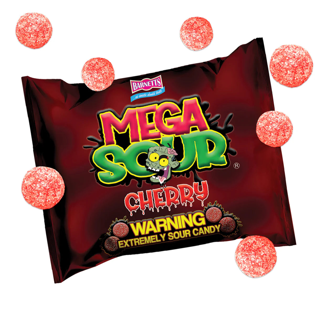 Barnett's Mega Sour Cherry Candy Bags 104g - 12 Count