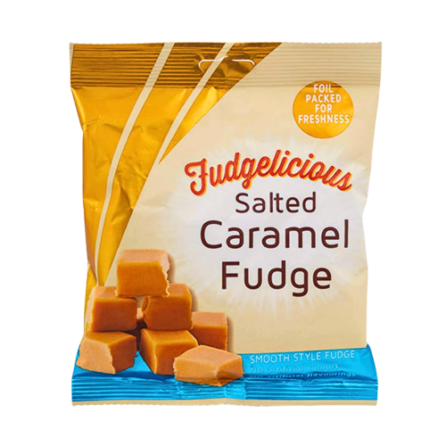 Fudgelicious Salted Caramel Fudge 150g Pre Packed Bag - 16 Count